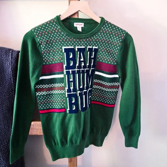 Cat & Jack "Bah Humbug" Ugly Christmas Sweater (Size L) - Picture 2 of 6